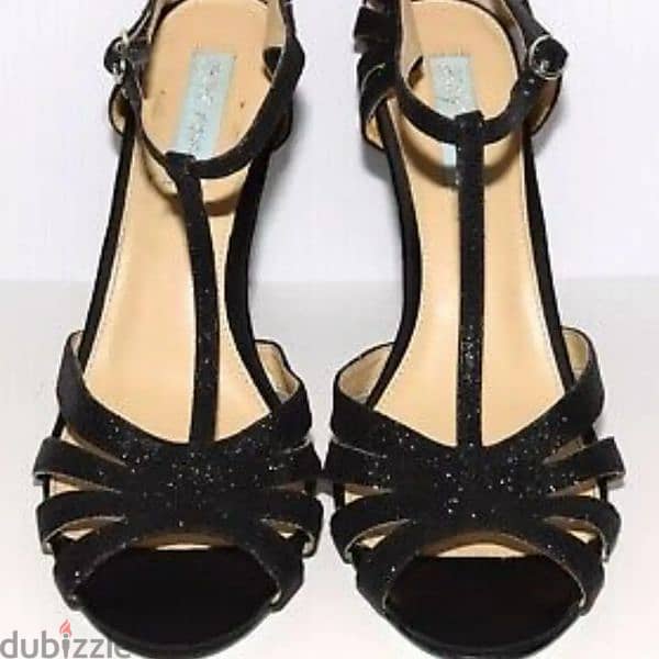 Betsey Johnson Black Glitter Heel Sandal 5