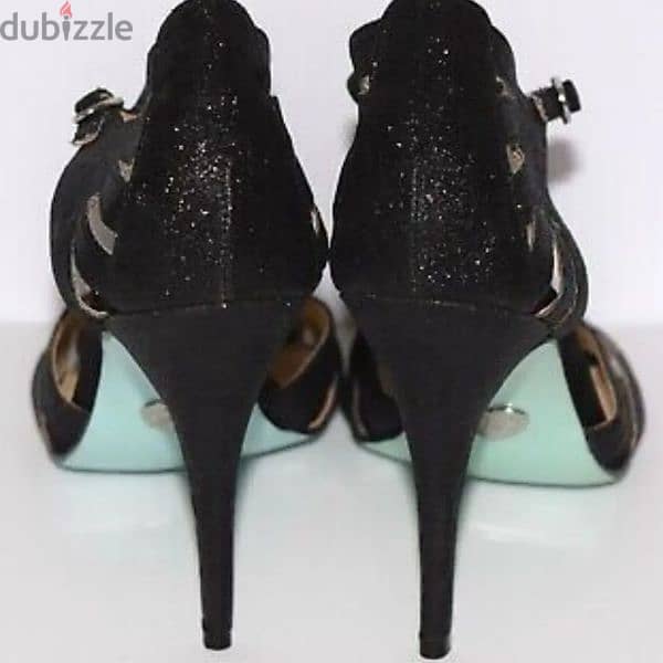 Betsey Johnson Black Glitter Heel Sandal 6