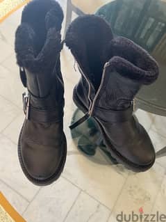 Zara leather black boots for girls 0