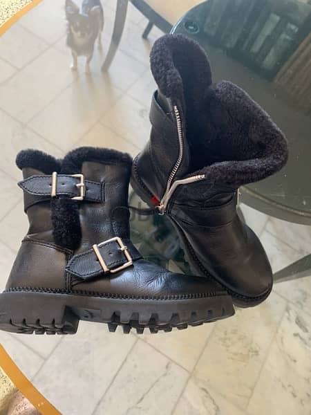 Zara leather black boots for girls 1