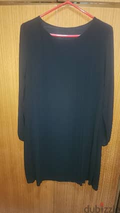 Made in France black chiffon plated dress one small mediumفستان اسود 0