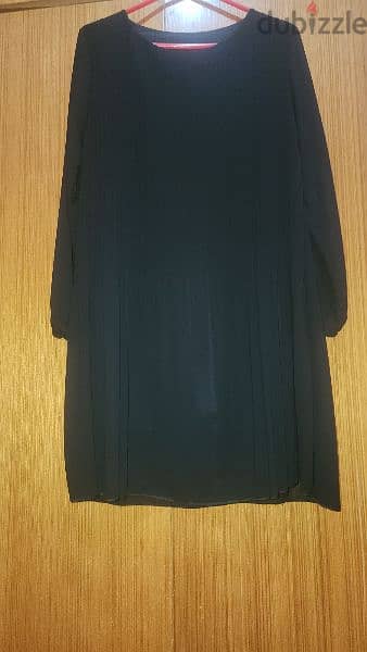 Made in France black chiffon plated dress one small mediumفستان اسود 1