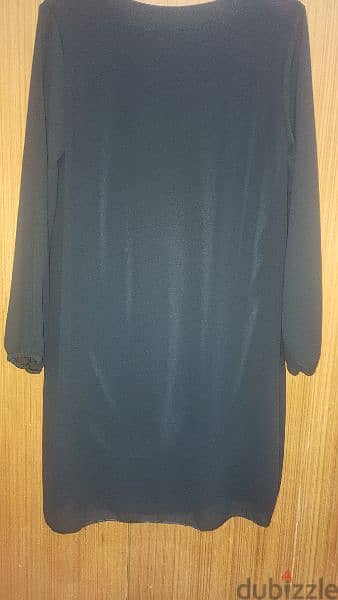 Made in France black chiffon plated dress one small mediumفستان اسود 3