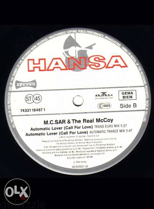 vinyl/lp - Real McCoy - Automatic Lover (Call For Love) 2