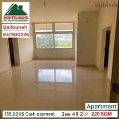 155,000$ Cash Payment!! Apartment in Ballouneh!!