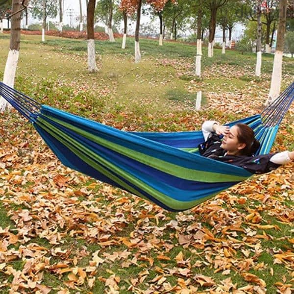 Striped Hammock Hanging Chair With Carry Bag 235 x 185 x 80 cm 1