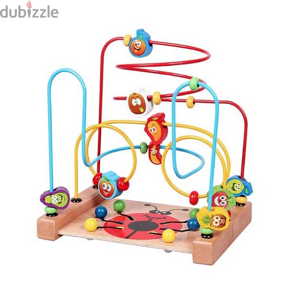 Wooden Toy Abacus Beads Mazed Roller Coaster Wood 0