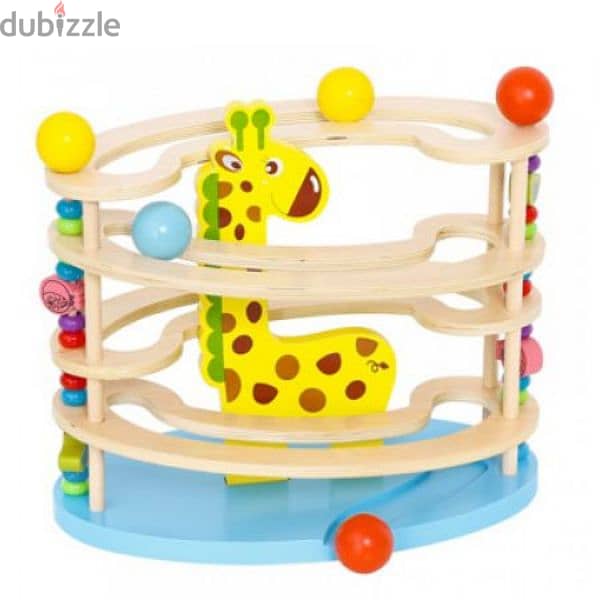 Wooden Animal Roll Ball Tower 30 x 27 x 8 cm 0