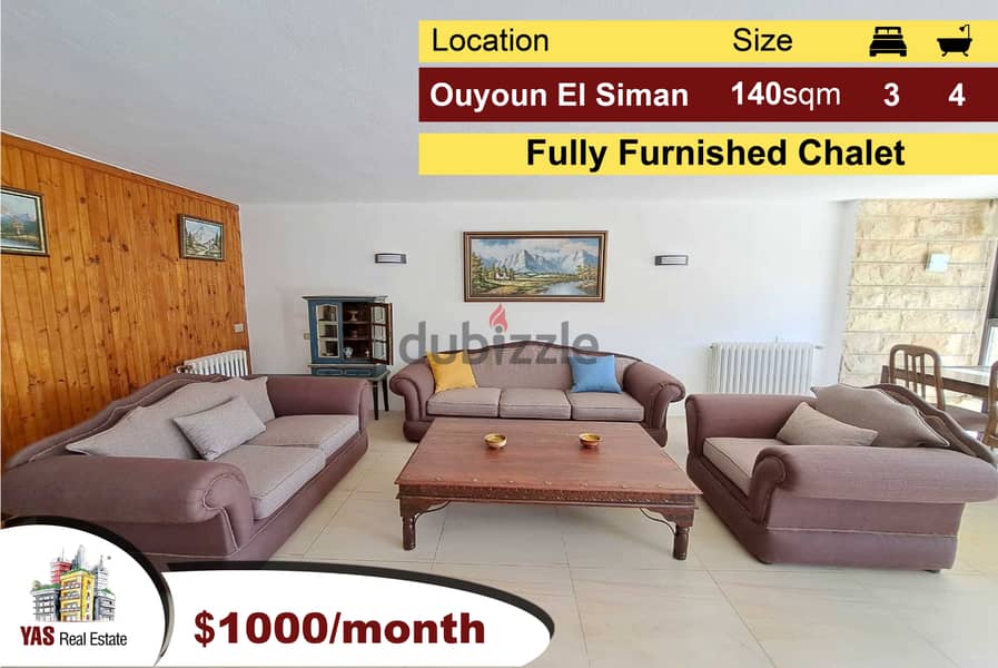 Ouyoun El Siman 140m2 + 160m2 Terrace | Furnished | Rent | Luxury | Vi 0