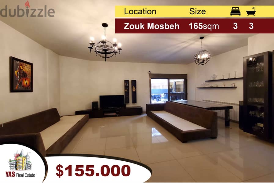 Zouk Mosbeh 165m2 + 120m2 Terrace | Mint Condition | Open View | TO 0