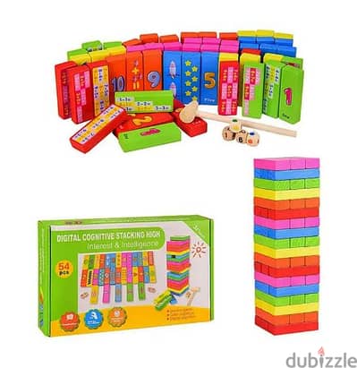 Wooden Educational Colorful Jenga Tower 54 Pcs