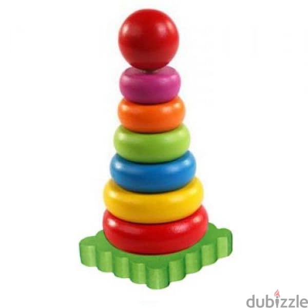 Wooden Rainbow Tower Rings 0
