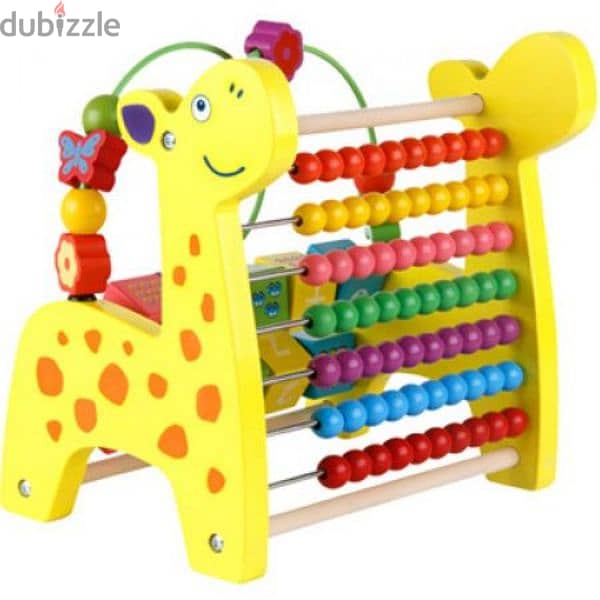 Wooden Toy 3 In 1 Revolving Number Blocks, Abacus & Beads Maze Puzzle 0