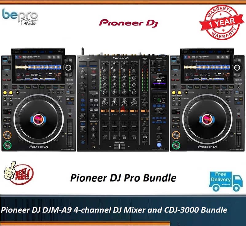 Pioneer DJ DJM-A9 4-channel DJ Mixer and CDJ-3000 Bundle 0