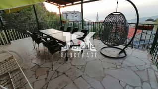L11964-Furnished Apartment With Terrace And Garden for Rent In Bikfaya