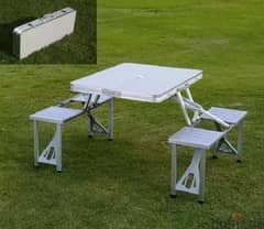 Picnic and Garden Aluminum Portable Folding Table with 4 Chairs Set. 8 0