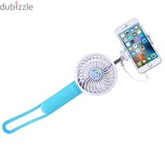 Blue Selfie Stick With Fan Mobile Charger