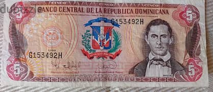Dominican Commonwealth  five Pesos Banknote