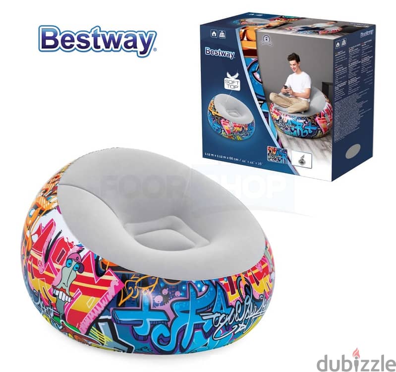 Bestway Graffiti Inflate Air chair Multi Color 112x112x66cm