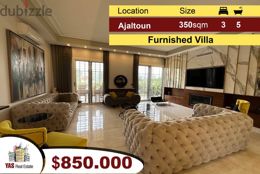 Ajaltoun 350m2 Villa | 150m2 Garden | Furnished | Designer's Signature 0