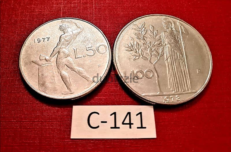 Italy 1977-78 Lot # C-141 x 2 coins 1