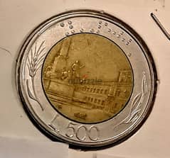 1985 Italy 500 Lire bi-metallic coin 0