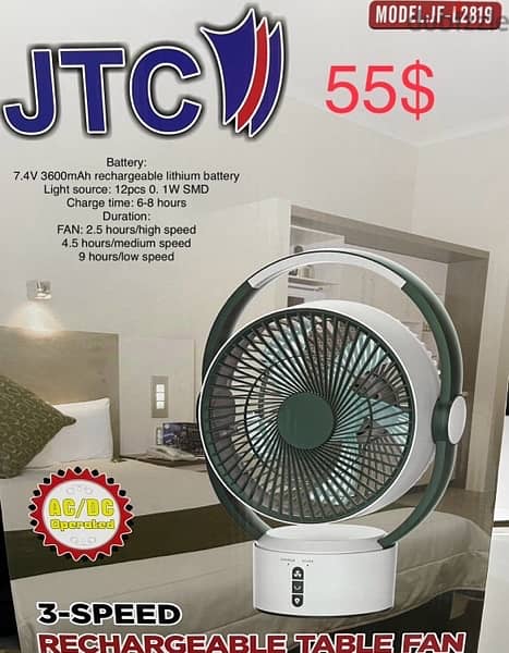 JTC Rechargeable,Floor 16,18 is inch , wall fan 18 inch 2