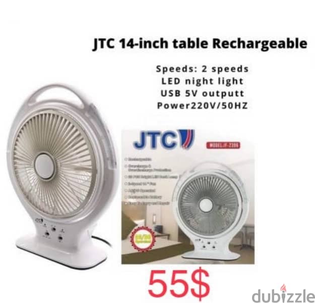 JTC Rechargeable,Floor 16,18 is inch , wall fan 18 inch 4