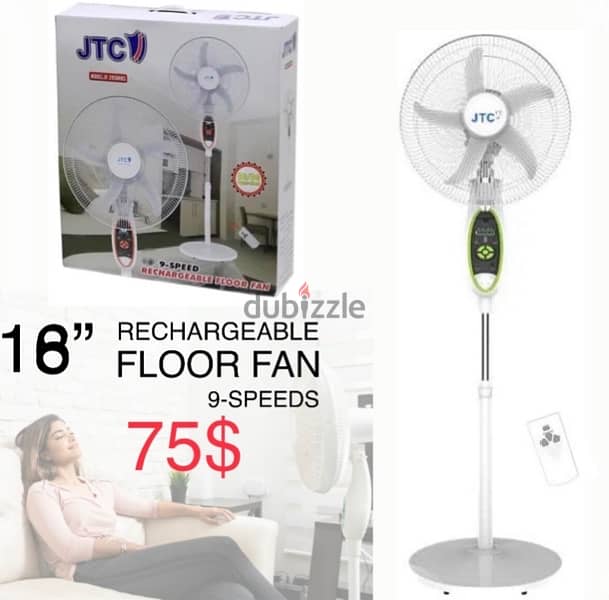 JTC Rechargeable,Floor 16,18 is inch , wall fan 18 inch 6