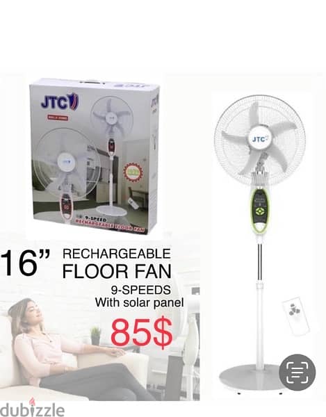 JTC Rechargeable,Floor 16,18 is inch , wall fan 18 inch 7