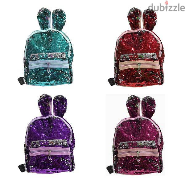 Stylish Magic Reversible Bunny Design Sequined Mini Backpack For Girls 0
