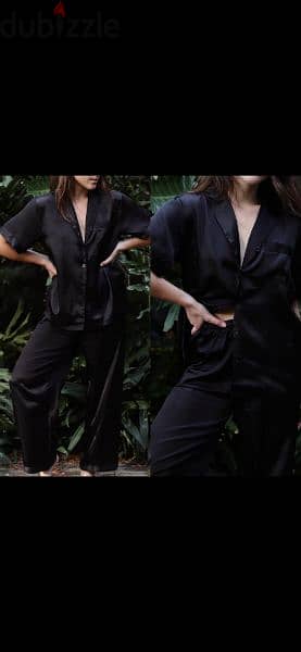 pyjama satin black pants and shirt m to xxxL