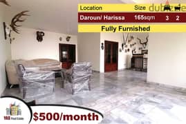 Daroun / Harissa 165m2 + 80m2 Terrace | Furnished Flat | Rent | IV