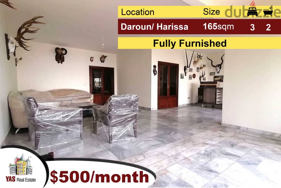 Daroun / Harissa 165m2 + 80m2 Terrace | Furnished Flat | Rent | IV 0