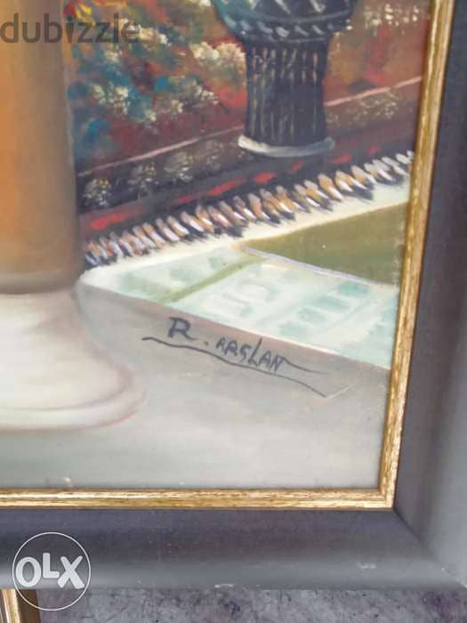لوحة شرقية تابلو مميز رسم زيتي جميل جدا كادر خشب ناعم سعر تصفيه ٩٠/١١٥ 1