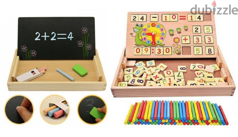 Wooden Multi-Functional Digital Computing Learning Box With Chalkboard 1