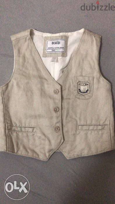 Boy clothes gilet beige okaidi size 2,5 - 3 years