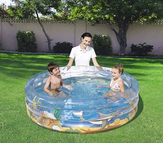 Bestway Inflatable 3-Ring Transparent Sea Life Pool - 150 x 53 cm 1