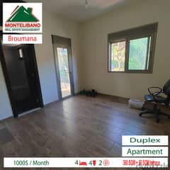 1000$  Apartment for Rent in Broumana !! 0