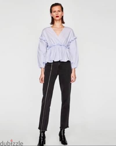 Zara blue ruffle top