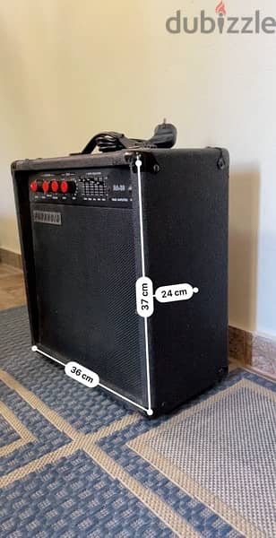 bass guitar and amplifier