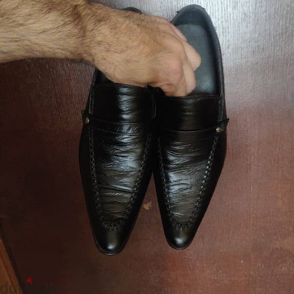 genuine leather black shoes for men size 40 3
