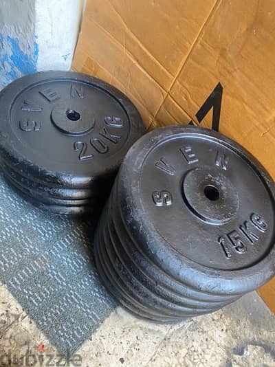 plates 15kg w 20kg in good price we have also all sports equipment