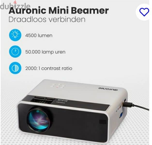 Auronic Mini Beamer - 4500 Lumen - WiFi -200" Projection Full HD HDMI, 3