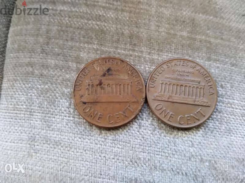 Set of two USA Penny cents 1968 S and 1969 S 1