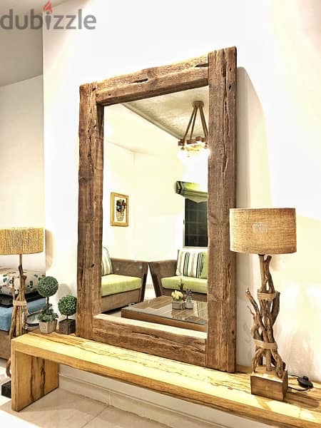 unique old wood framed mirror 2