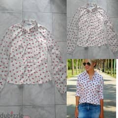 strawberry print shirt silk s to xL