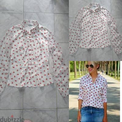 strawberry print shirt silk s to xL