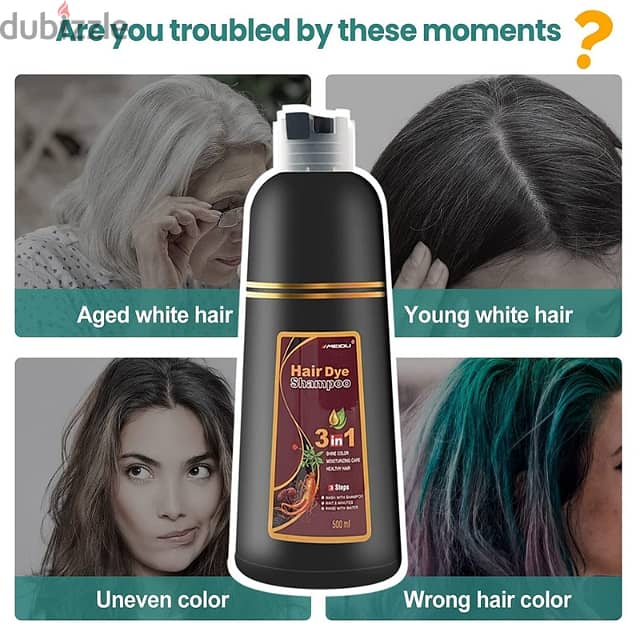 Meidu Hair Dye Shampoo, 3-in-1 Natural White Hair Dye 500ml 8