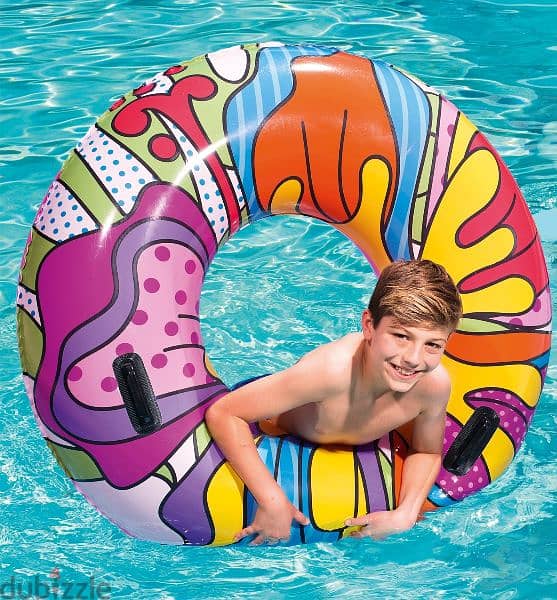 Bestway Inflatable Pop Art Design Swim Ring With Handles 119 cm 1